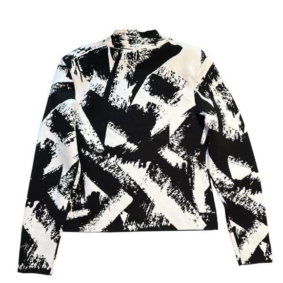 New EXPRESS Printed Mock Neck Padded Shoulder Sweater medium - Picture 12 of 12